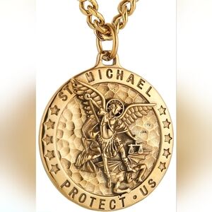 Gold St. Michael Pendant Necklace
